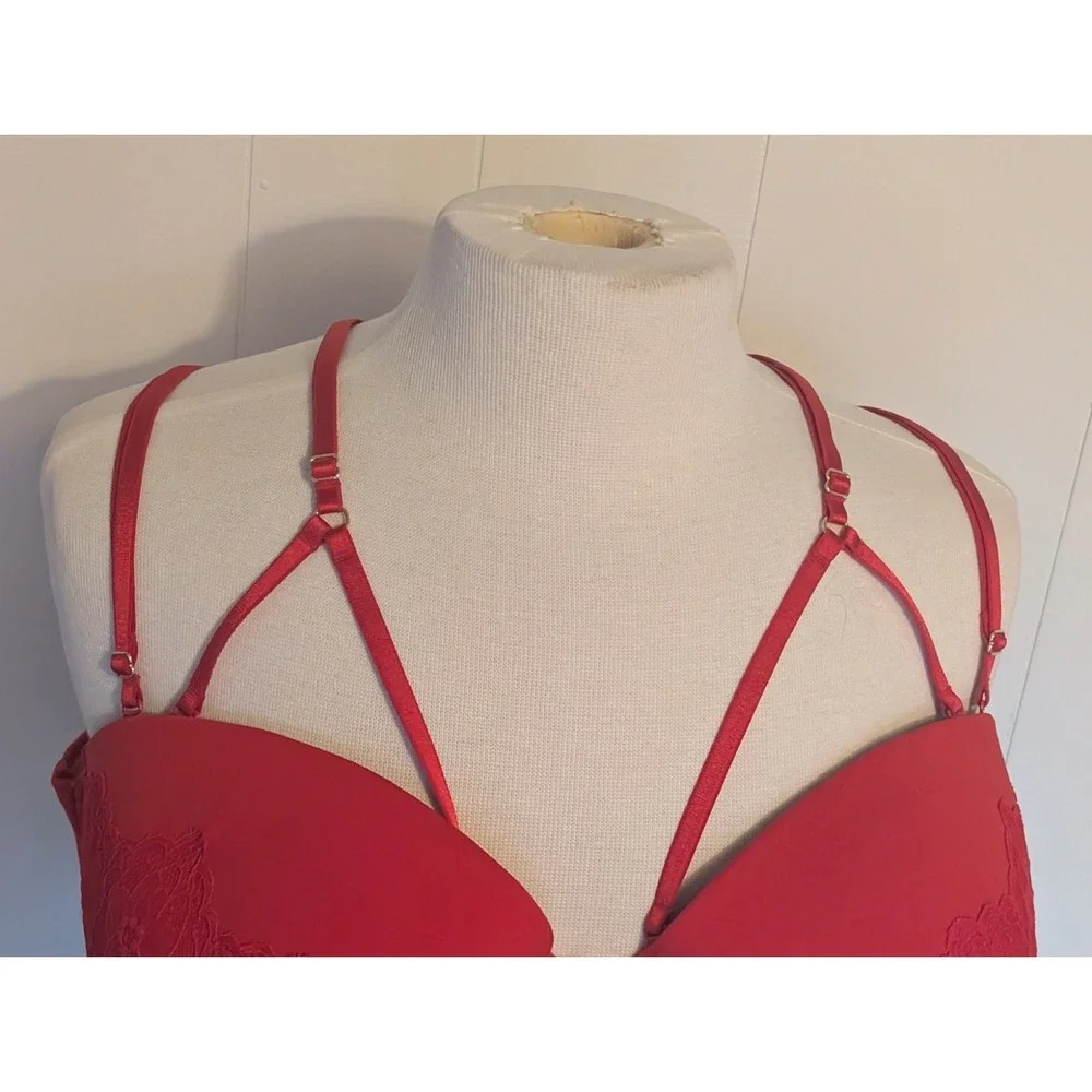 Cacique 46DD Red‎ Lace Boost Strapless Convertible Bra Multiway NWT Plus Size
